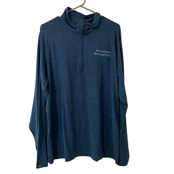 Yellowstone National Park 1/4 Zip Pullover Jacket Sueded Jersey Blue Size XL NWT - Picture 1 of 10